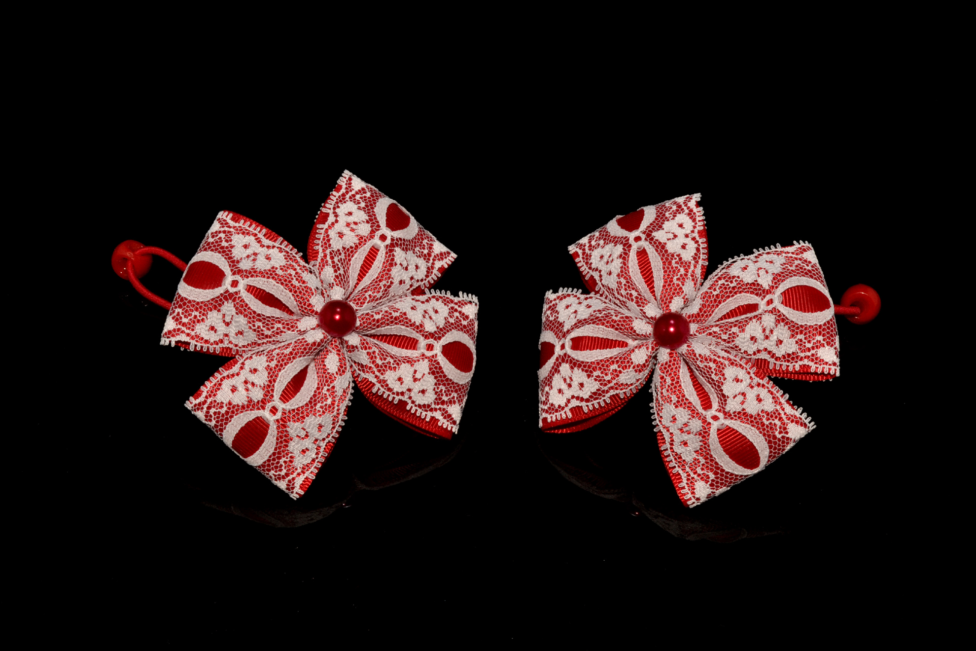 Home Categories HAIR ACCESSORIES KIDSGIRLS HAIR TIE Red Lace Hair Bows