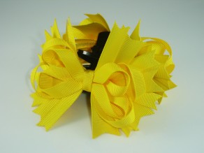 Handmade Flower Clip, Yellow Hair Accessories, Grosgrain Bow Claw Clip