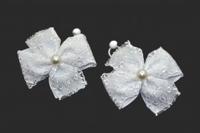 Lace Hair Bow With Pearl, Lace Hair Clips, White Hair Clips For School