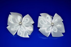 Satin Hair Bow, White Satin Hair Bow for Girls, Big Size Satin Hair Clips