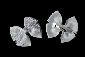 Snap Clips, White Tic Tac, White HAir Bow Snap Clips